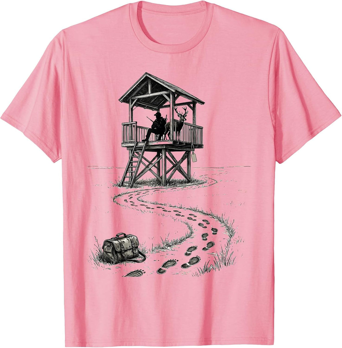 Men's Deer Stand Hunter Humor Hunting Dad Gift T-Shirt - Pink