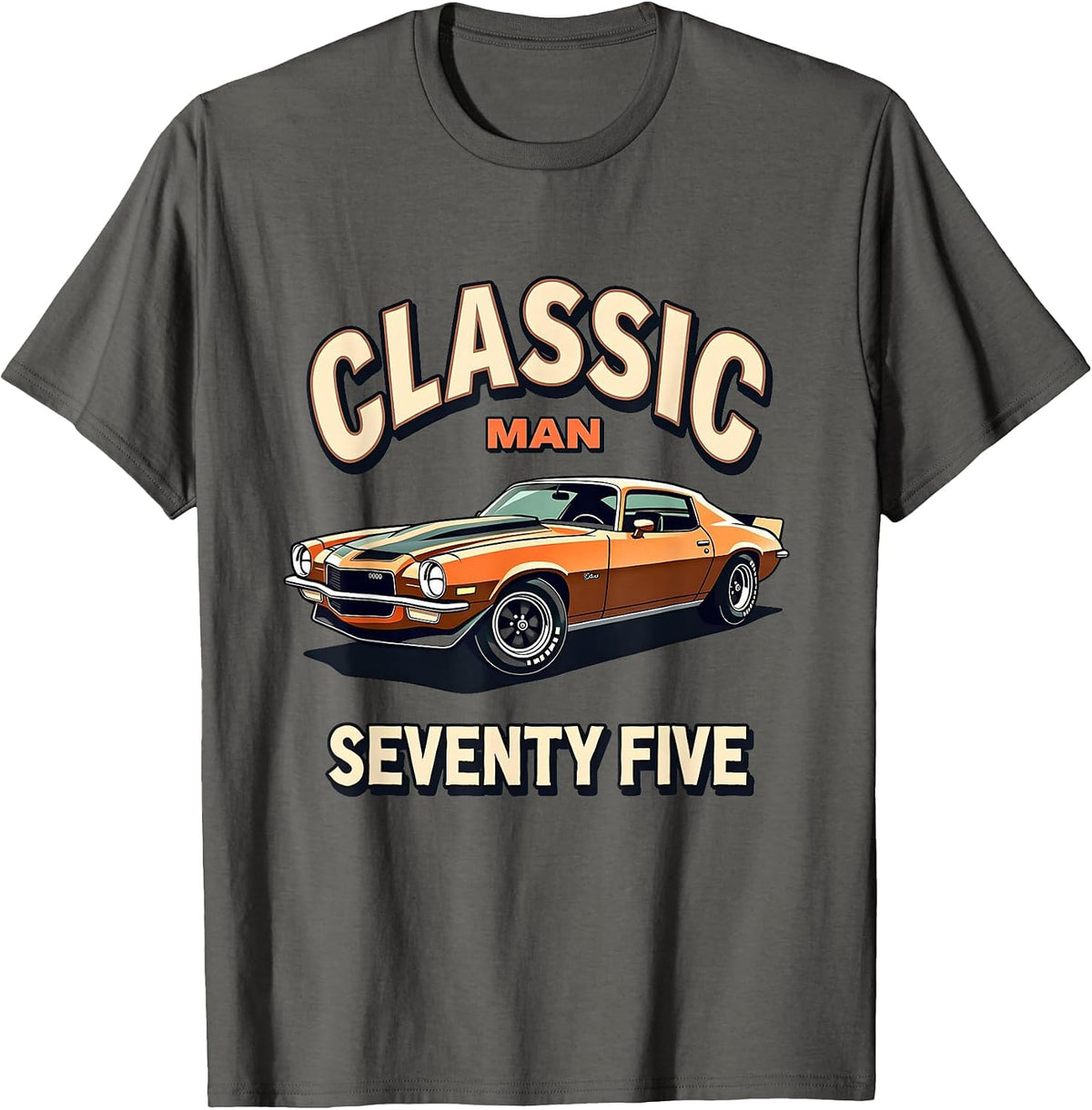 Classic Man Seventy Five 1975 Retro Design T-Shirt - Asphalt Grey
