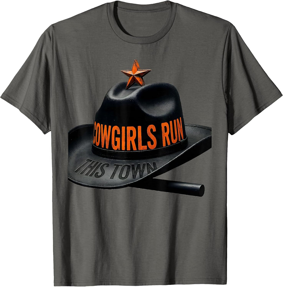 Cowgirls Run This Town Western Design T-Shirt - Asphalt Grey