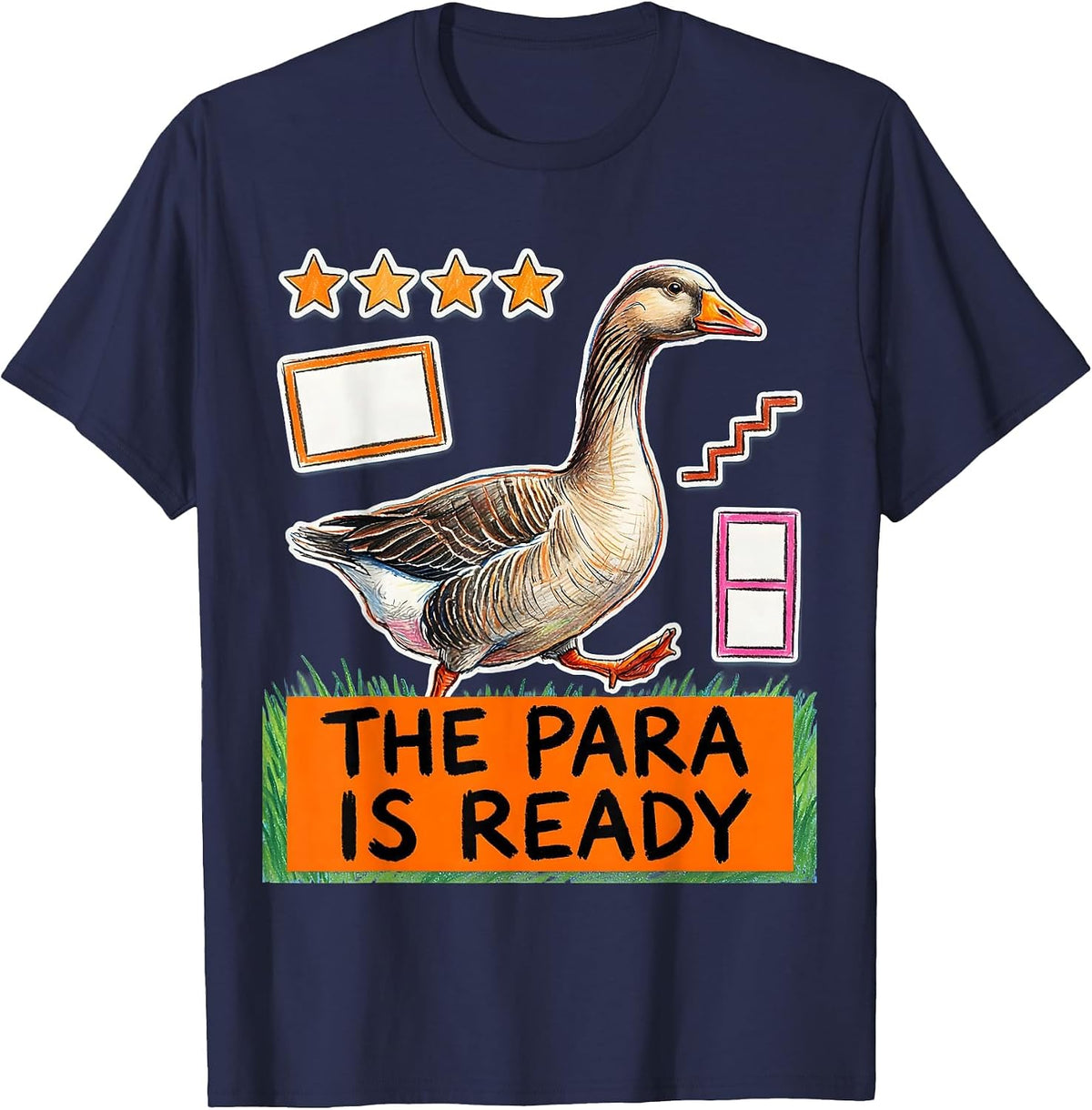 Men's The Para Is Ready Naive Kidcore Funny SPED Teacher T-Shirt - Navy Blue