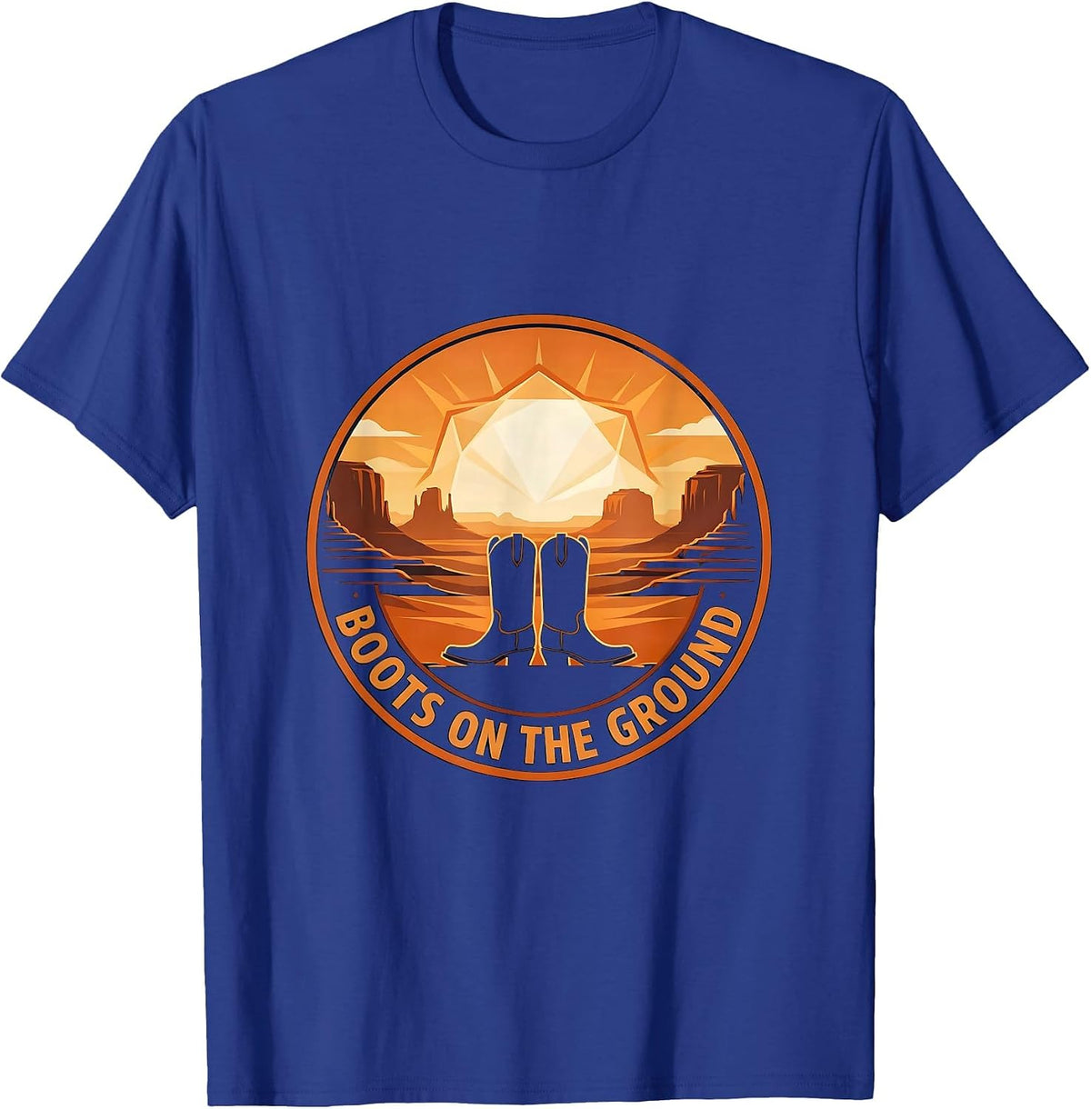Men's Boots On The Ground Western Design T-Shirt - Royal Blue