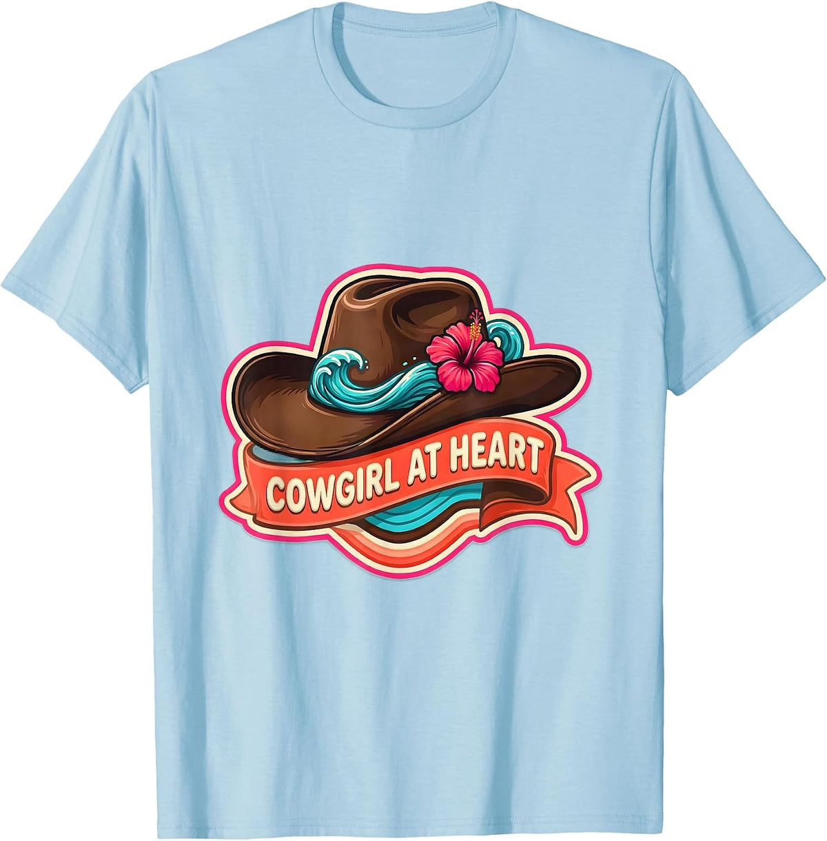 Men's Cowgirl At Heart Western Spirit Design T-Shirt - Baby Blue