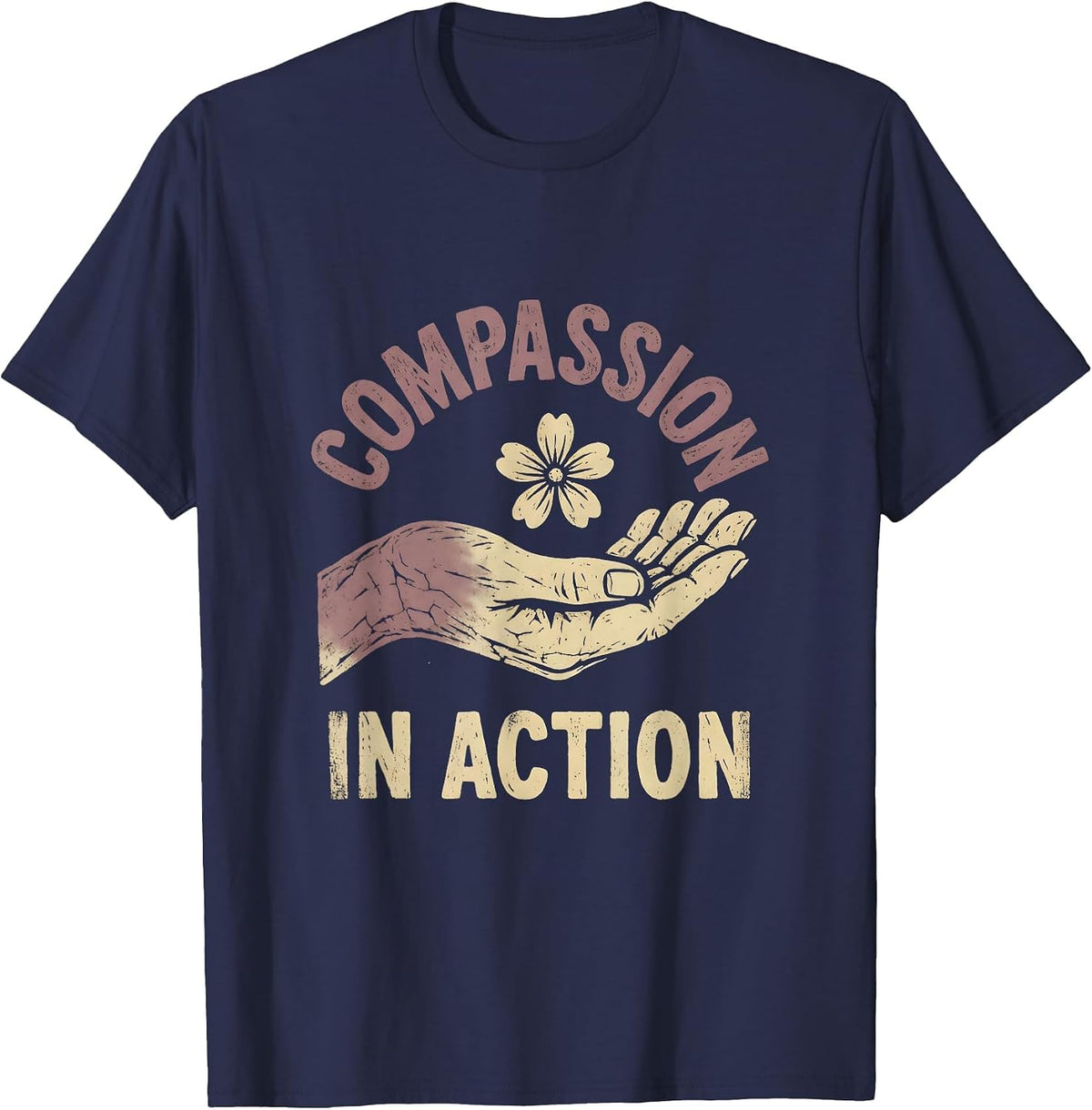 Compassion In Action Social Worker Design T-Shirt - Navy Blue