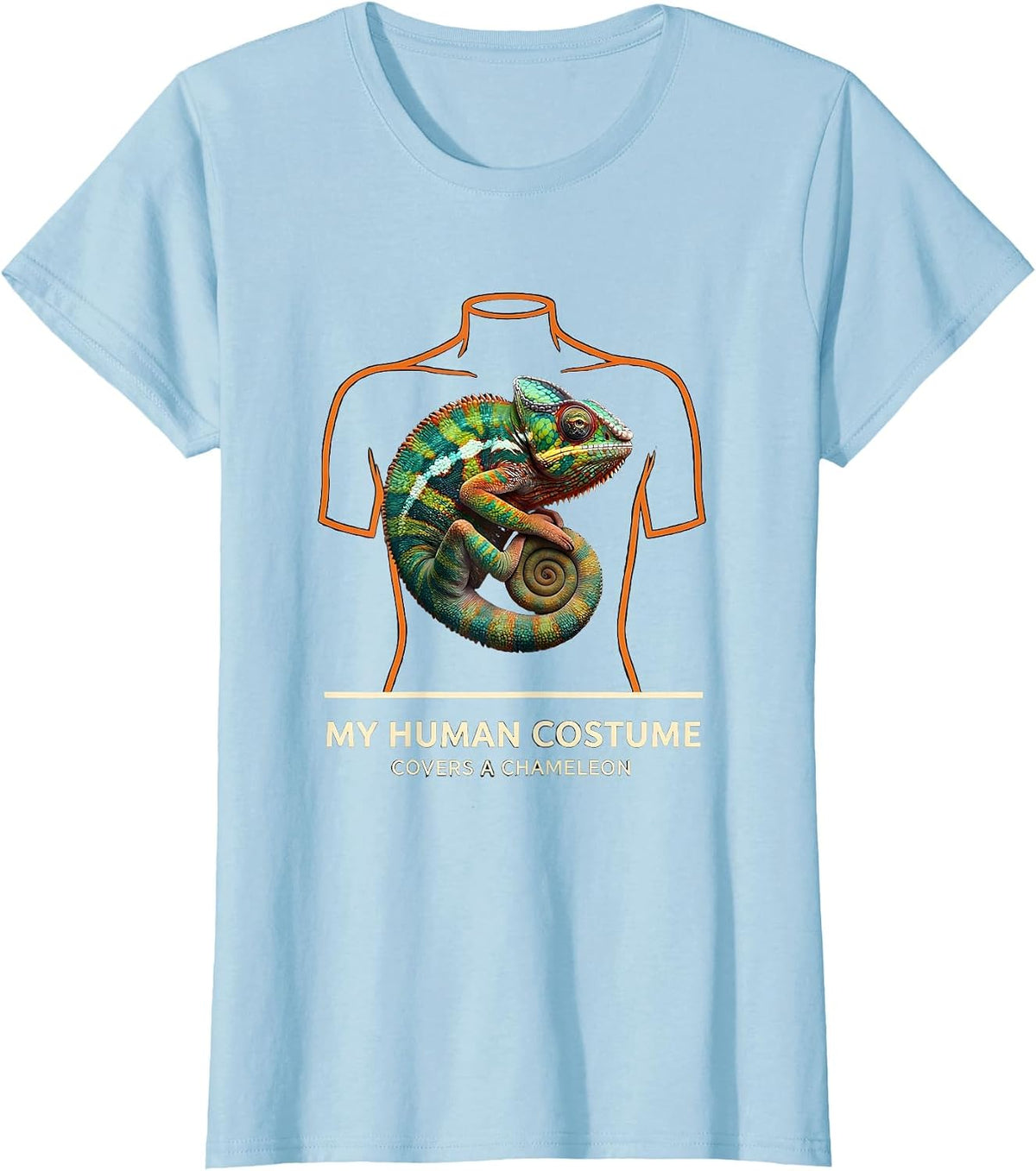 My Human Costume Covers A Chameleon Funny Halloween Animal T-Shirt - Baby Blue