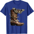 Dust Boots and Attitude Cowgirl Design T-Shirt - Royal Blue