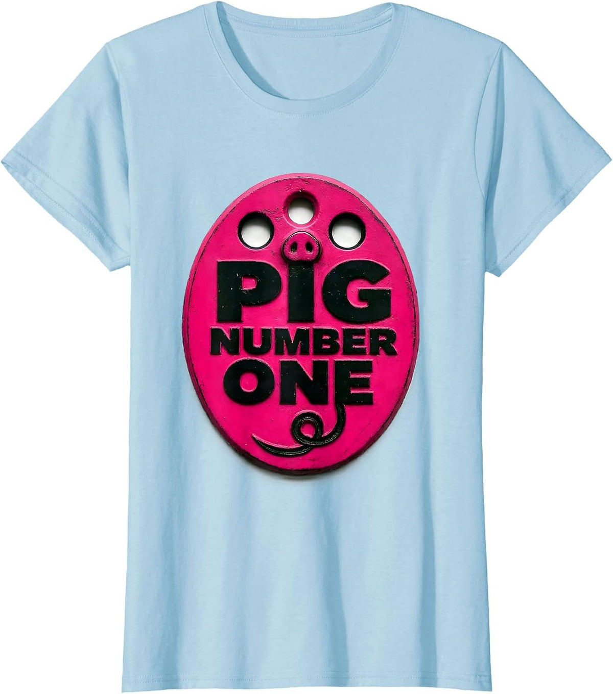 Women's Pig Number One Funny Pig Lover Novelty Humor T-Shirt - Baby Blue