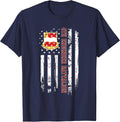4th Engineer Battalion Veteran USA Flag Veterans Day Xmas T-Shirt - Navy Blue