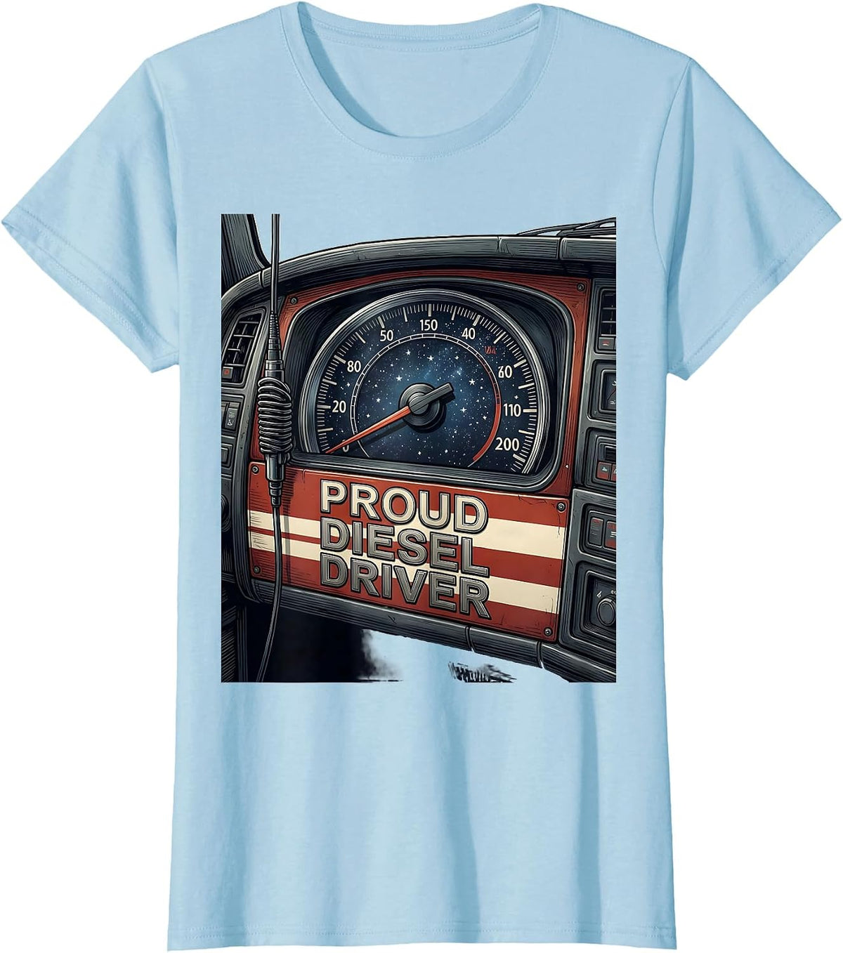 Women's Proud Diesel Driver Patriotic Trucker Semi Truck Driver Gift T-Shirt - Baby Blue