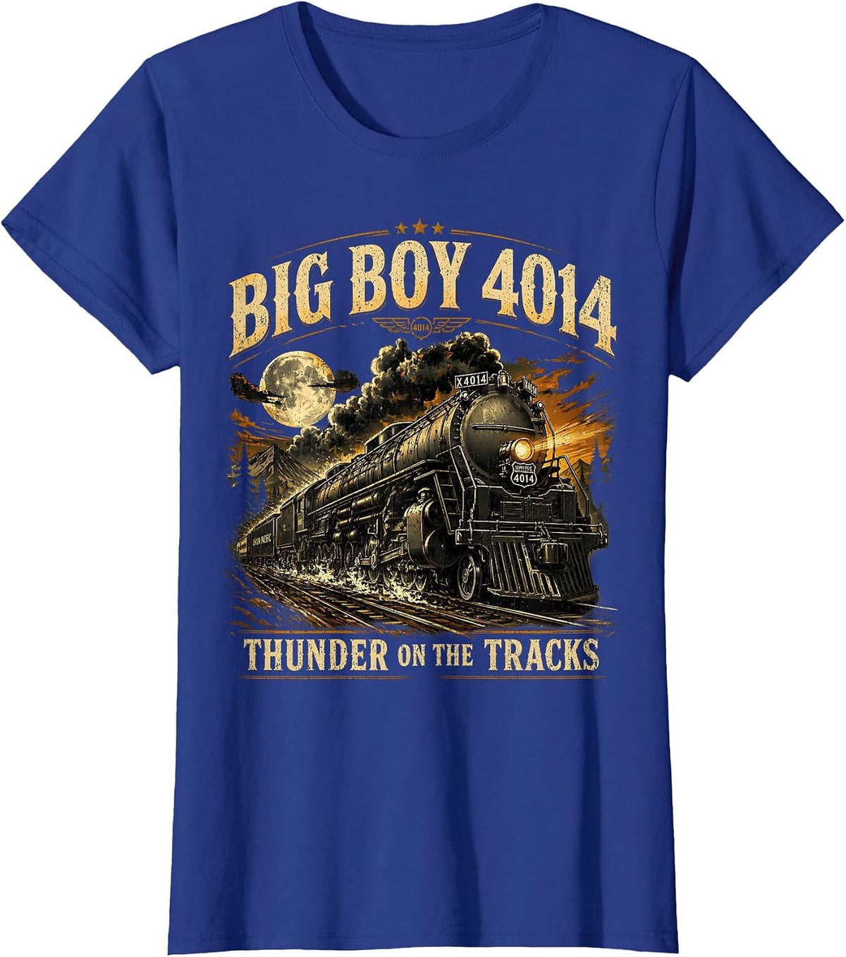 Big Boy 4014 Vintage Steam Locomotive Retro Tee T-Shirt - Royal Blue