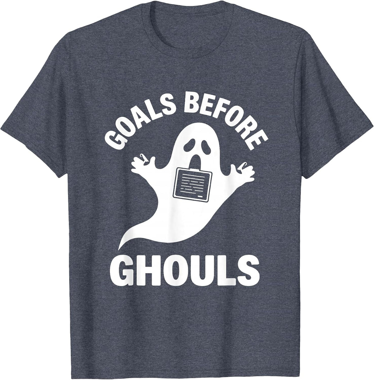 Goals Before Ghouls Funny SLP Halloween Speech Therapy T-Shirt, Men, Heather Blue, X-Large - As Pictured