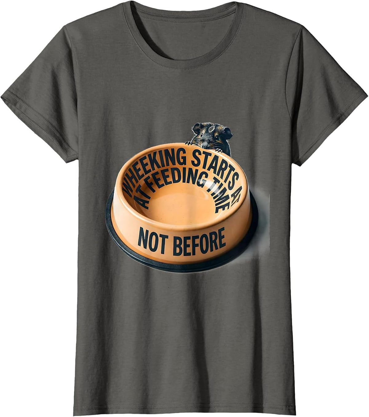 Women's Wheeking Starts At Feeding Time, Not Before Funny Pig Lover T-Shirt - Asphalt Grey