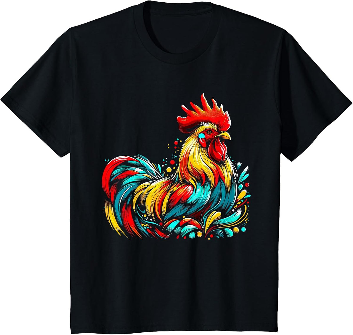 Chicken Colorful Farm Chicken T-Shirt - Black