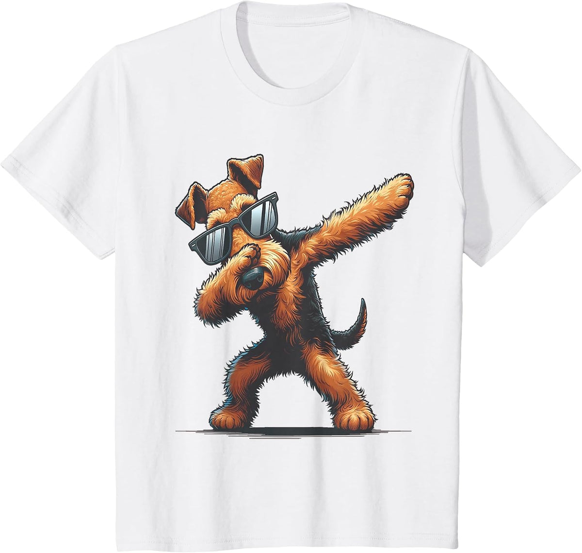 Dab Airedale Terrier Dancing Dabbing Dog T-Shirt - White