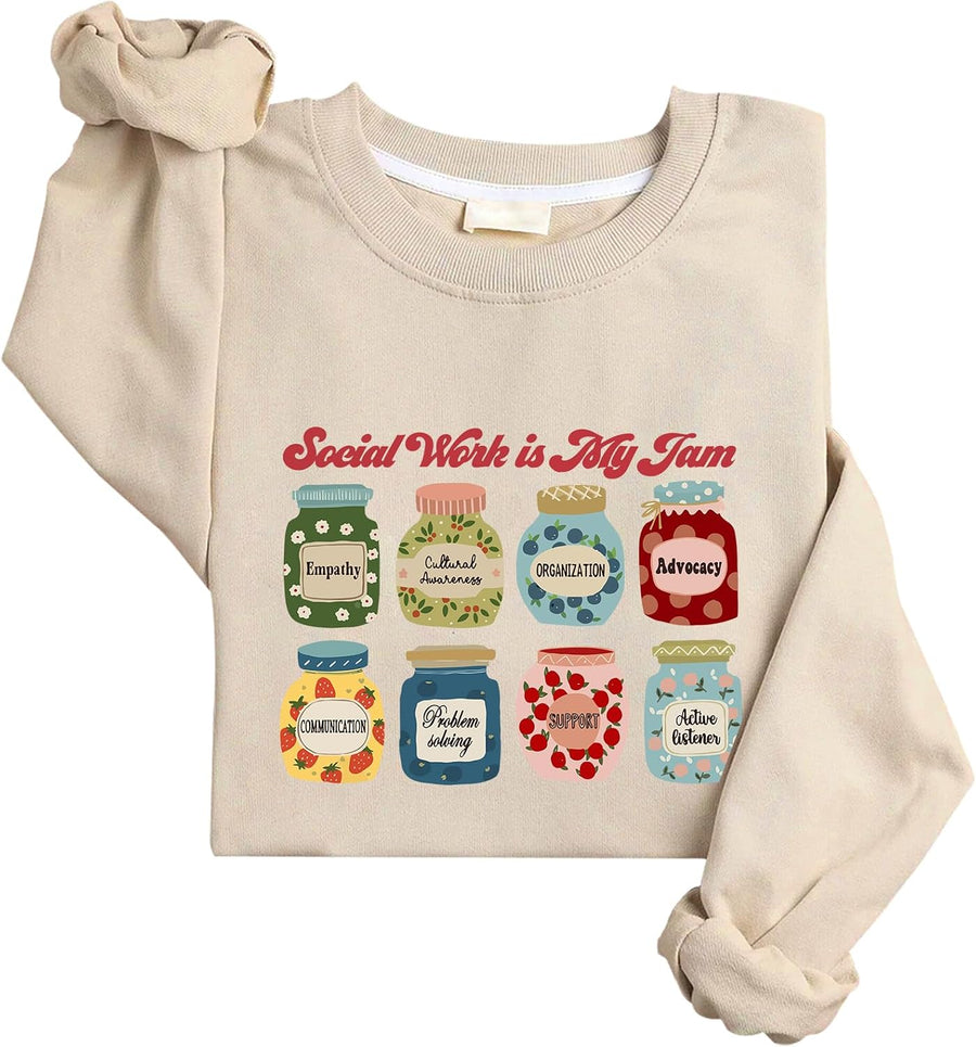Social Work Is My Jam Sweatshirt Social Worker Sweatshirt - Khika