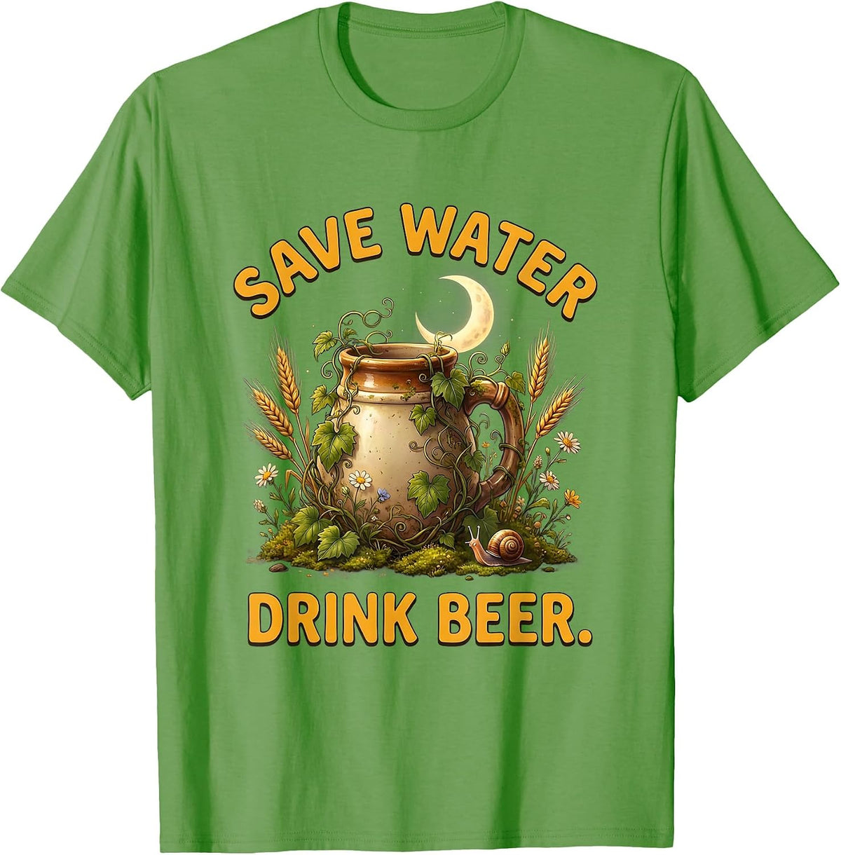 Men's Save Water Drink Beer Funny Brewing Design T-Shirt - Grass Green
