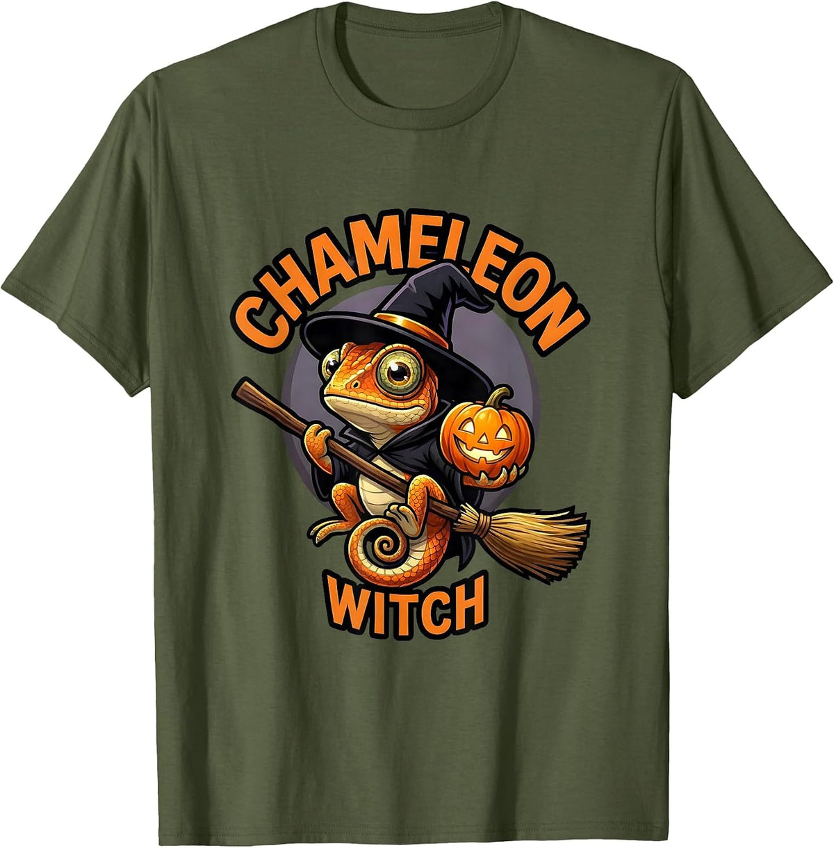 Men's Chameleon Witch Halloween Group Costume Matching Family T-Shirt - Olive Green