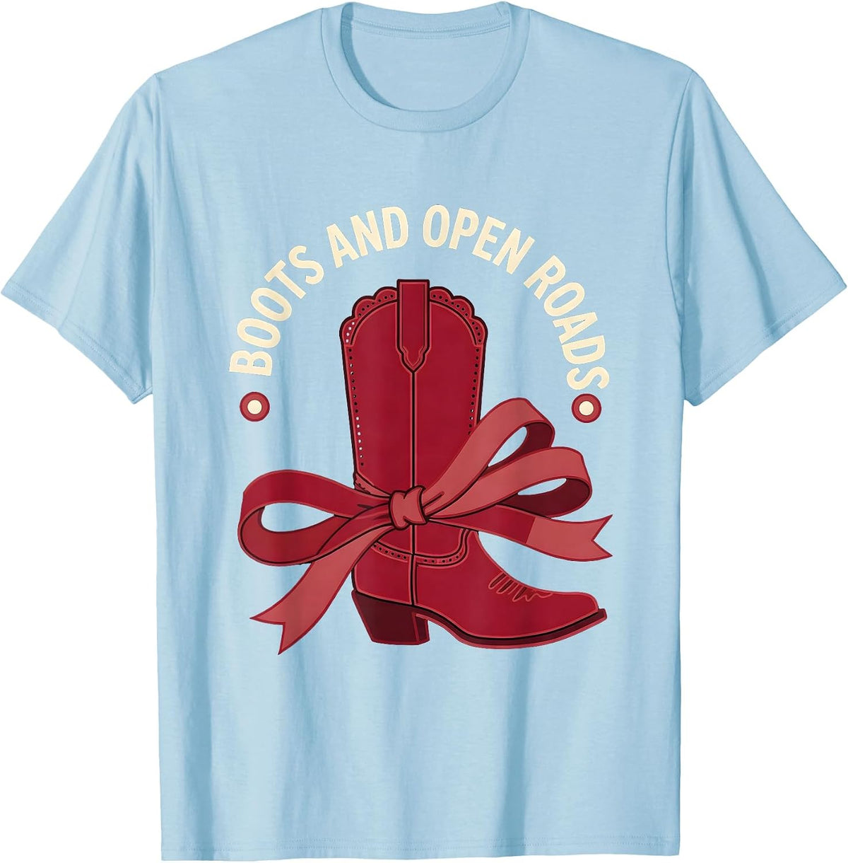 Men's Boots and Open Roads Cowboy Western Design T-Shirt - Baby Blue