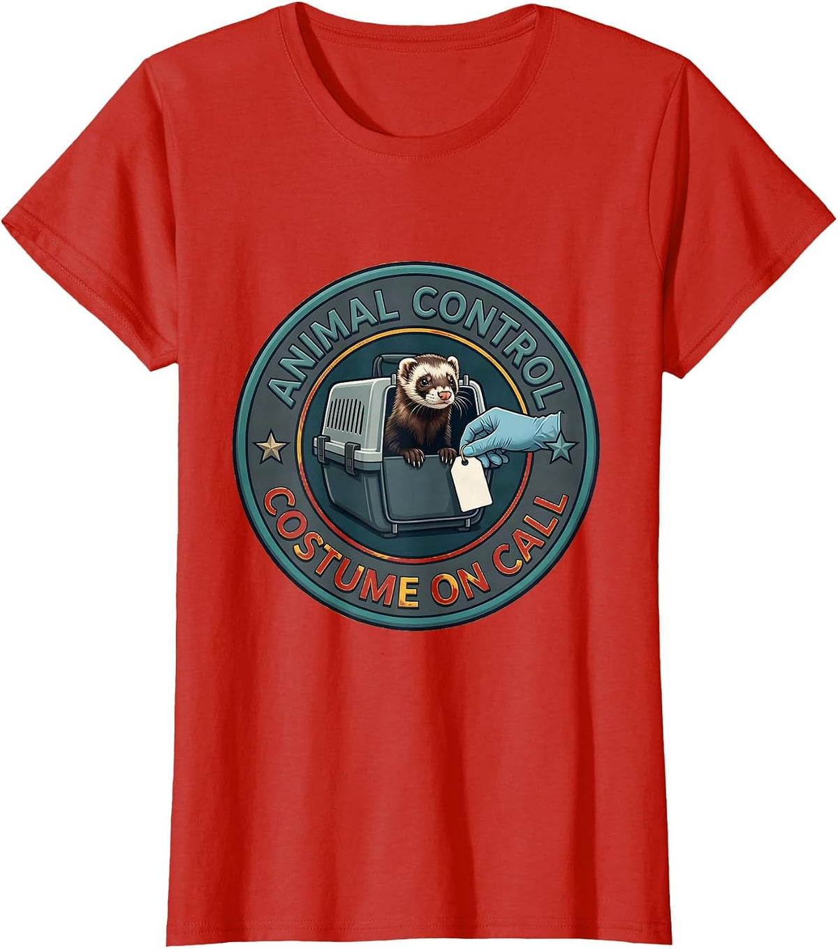 Animal Control Costume On Call Funny Animal Lover Halloween T-Shirt - Red