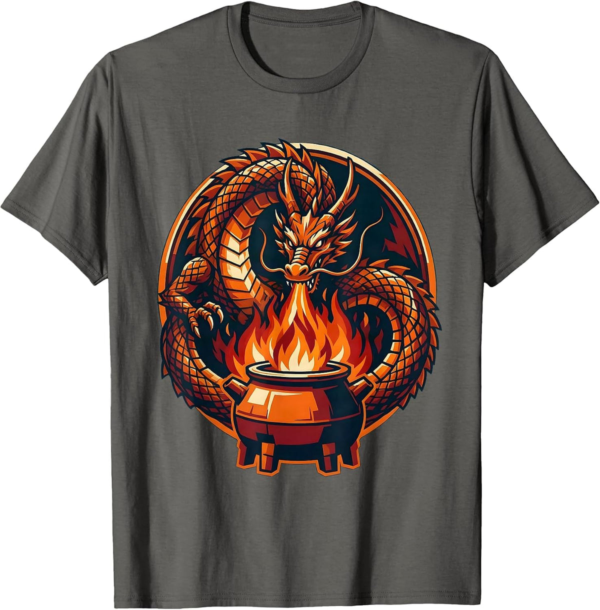 Dragon Brewer Fire Breathing Beer Kettle Graphic T-Shirt - Asphalt Grey