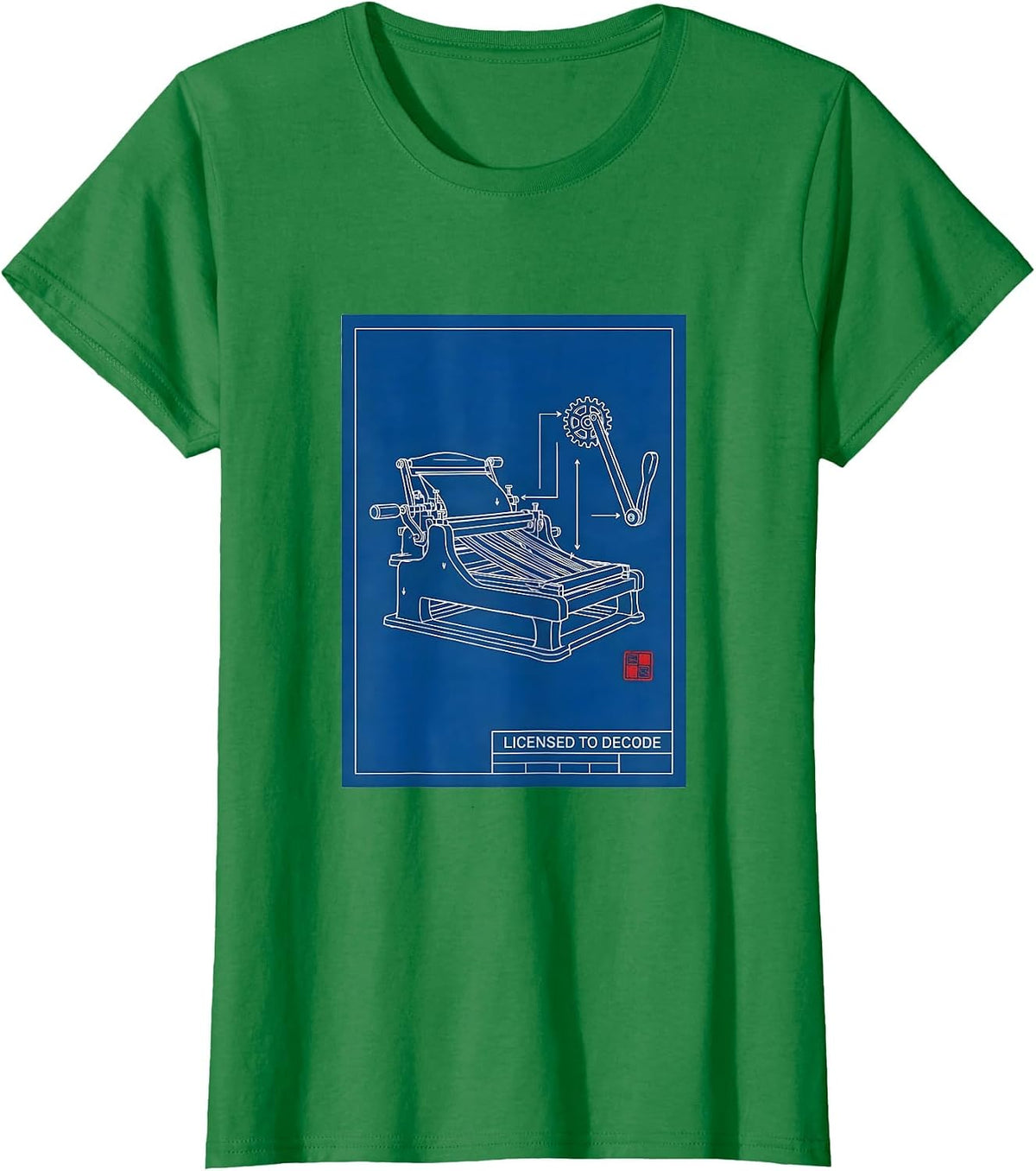 Women's Licensed To Decode Technical Blueprint Dyslexia Teacher T-Shirt - Kelly Green