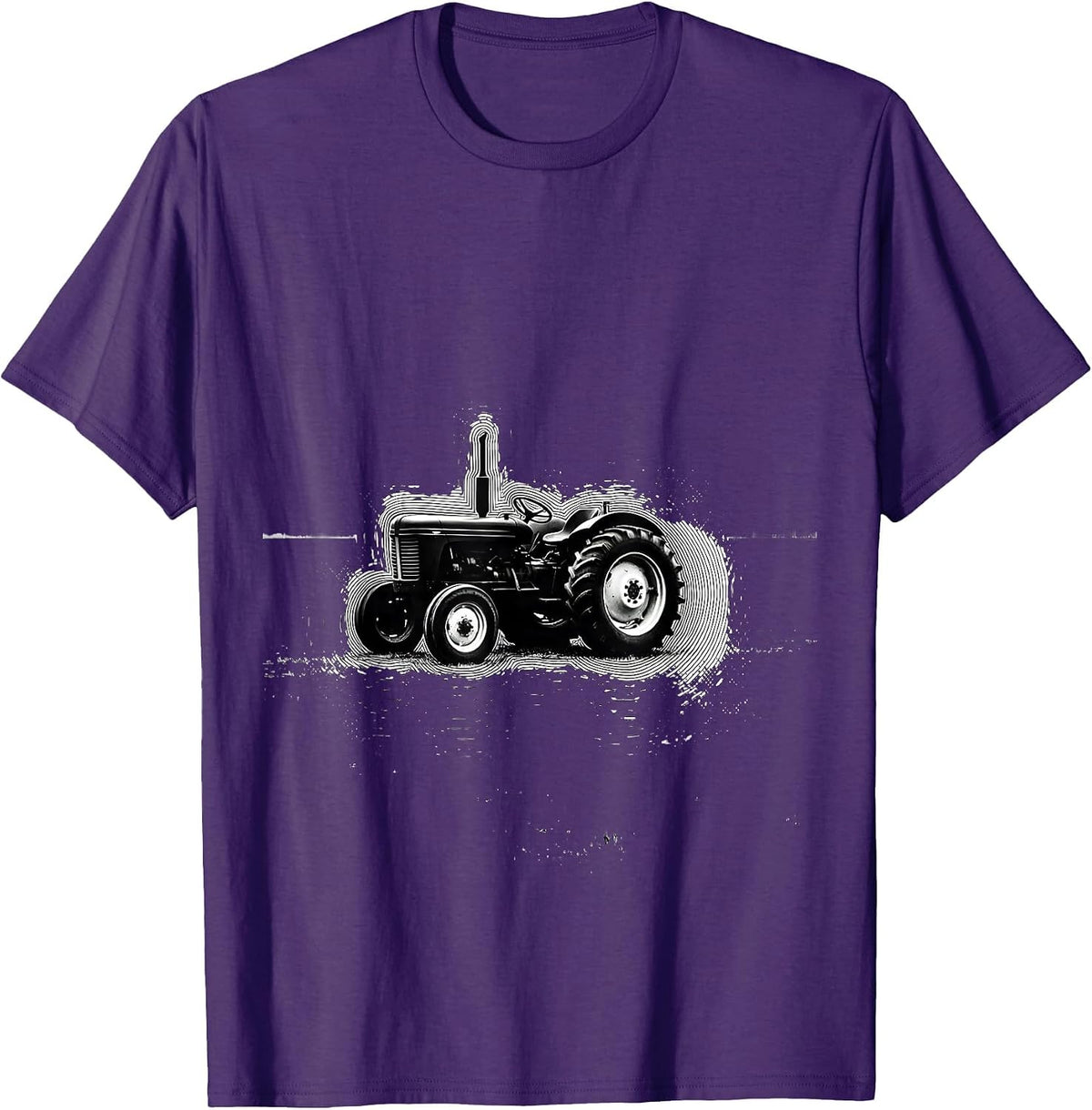 Old Tractor Silhouette Vintage Farmer Nostalgia Humor T-Shirt - Purple