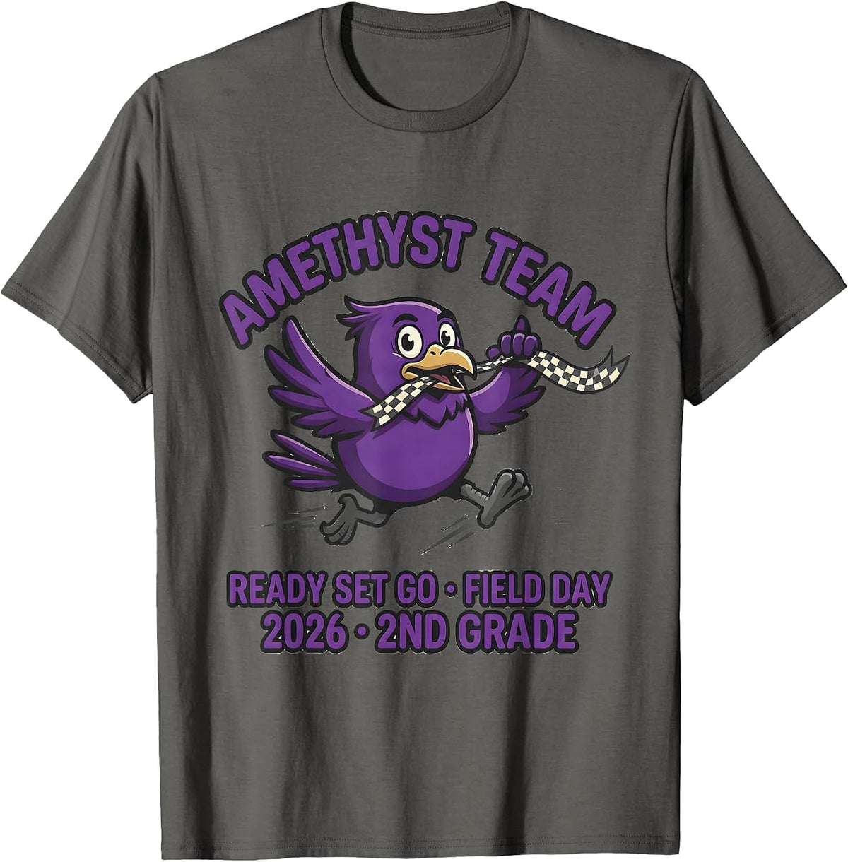 AMETHYST TEAM READY SET GO FIELD DAY 2026 2ND GRADE Kids T-Shirt - Asphalt Grey