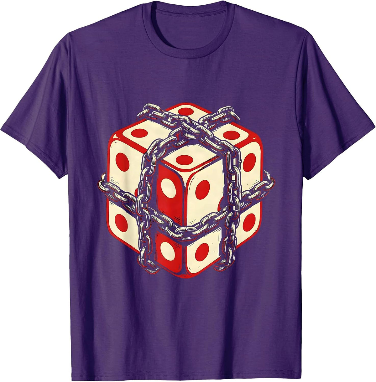 Men's Dice and Motorcycle Chain Biker Graphic T-Shirt - Purple