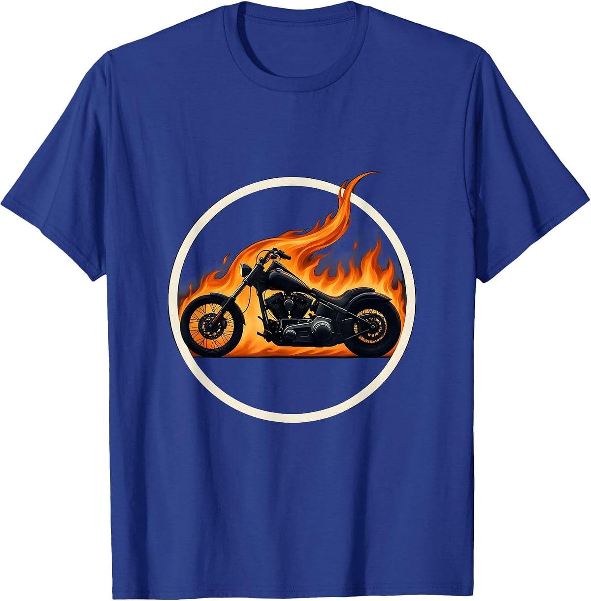 Men's Vintage Motorcycle Flame Trail Freedom Graphic T-Shirt - Royal Blue