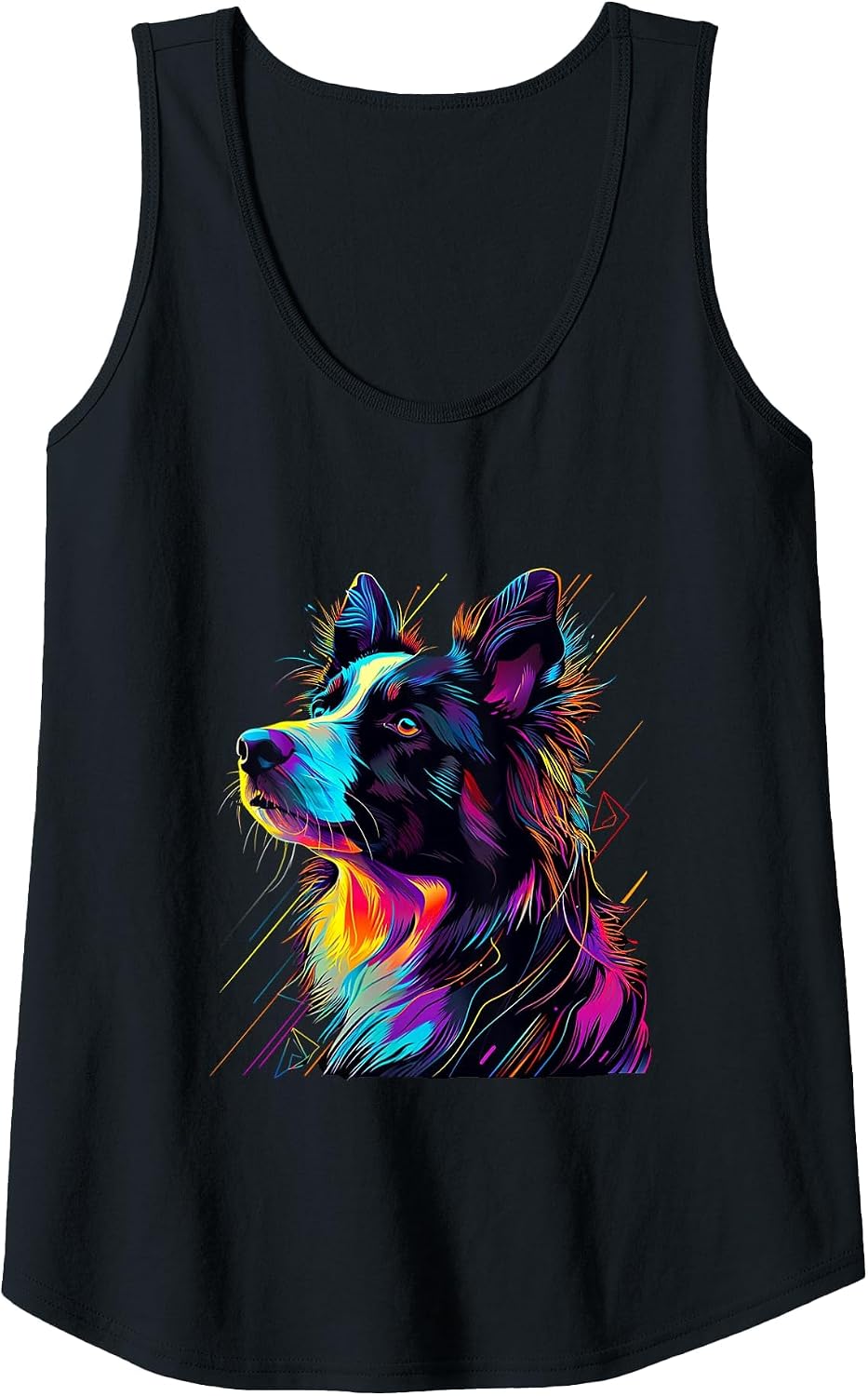 Border Collie t Featuring an Artistic Border Collie Tank Top - Black