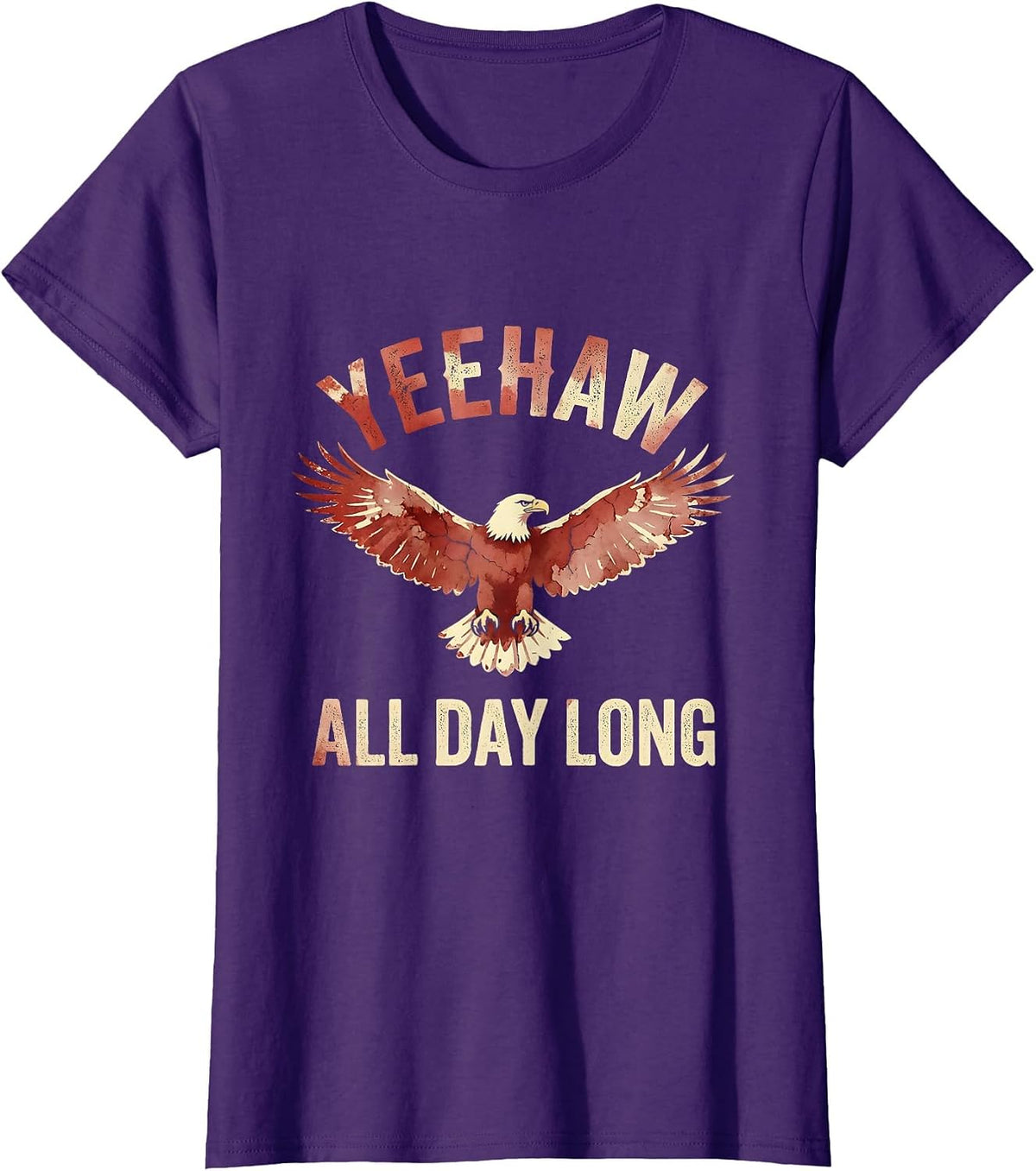 Yeehaw All Day Long Western Cowboy Design T-Shirt - Purple