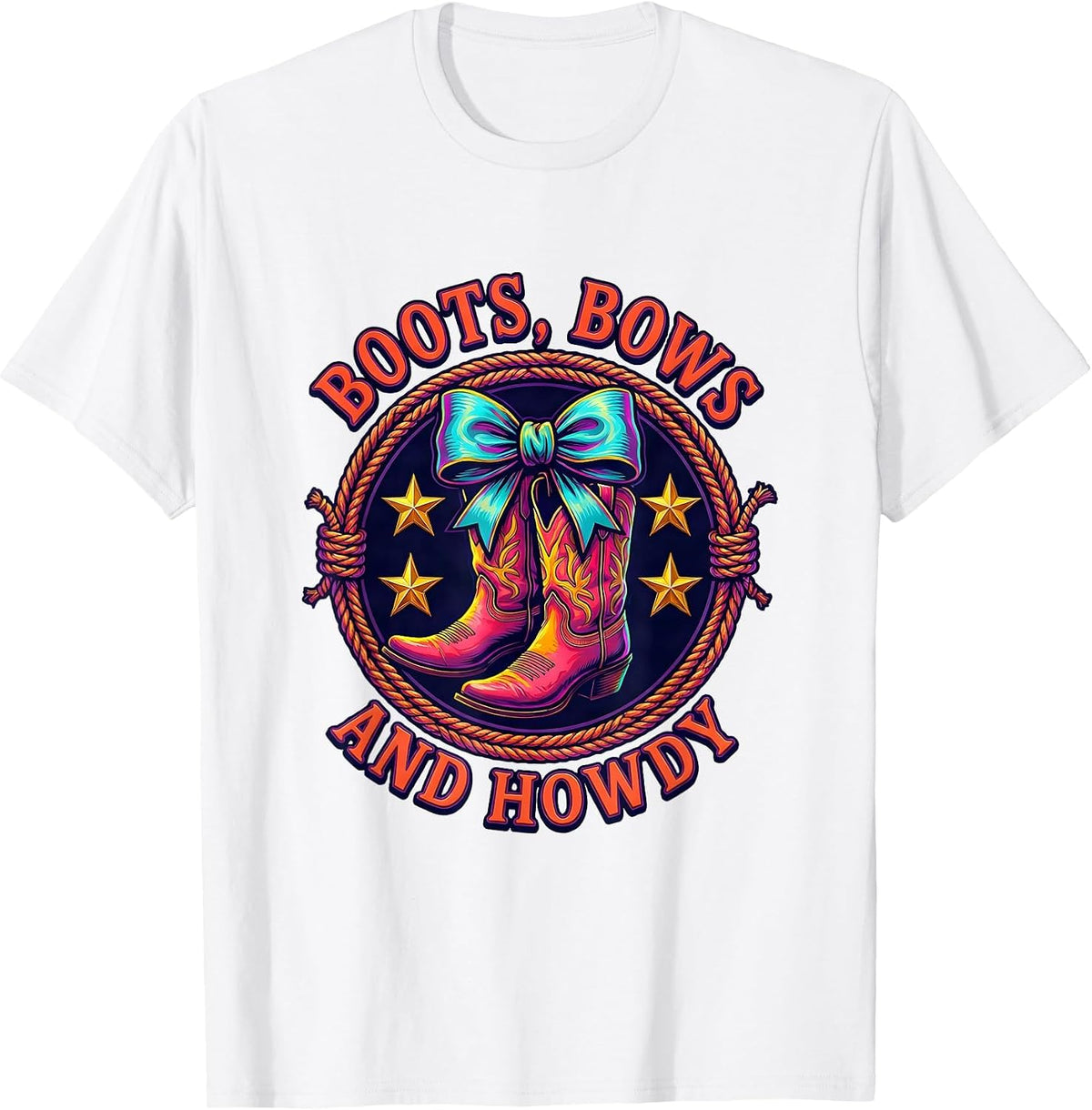 Men's Boots Bows and Howdy Western Women Design T-Shirt - White