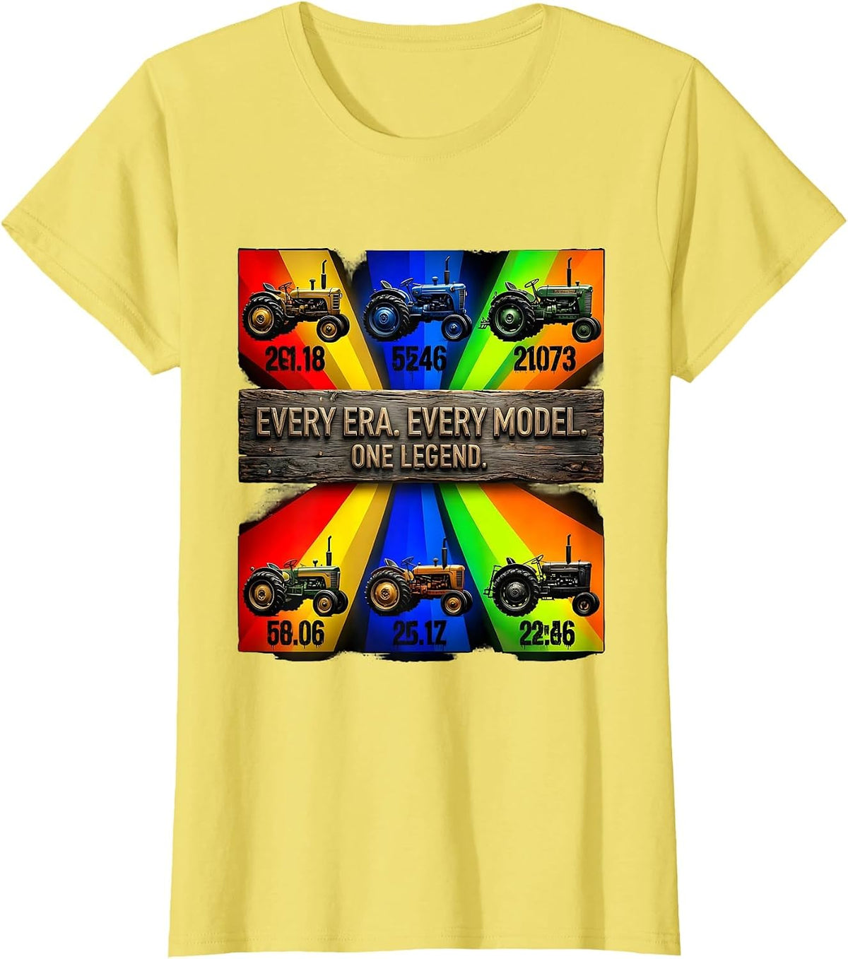 Every Era Every Model One Legend Vintage Tractor Grid T-Shirt - Lemon Yellow