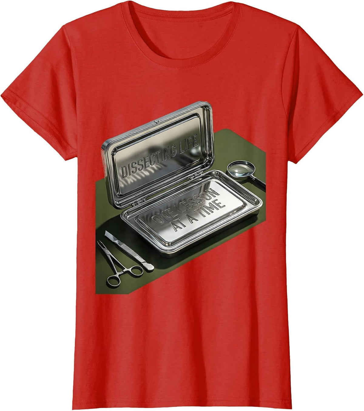 Dissecting Life One Lesson At A Time Science Teacher T-Shirt - Red