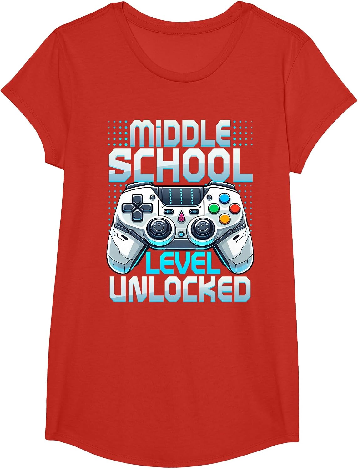 First Day of Middle School Level Unlocked Back to School T-Shirt - Girls Red