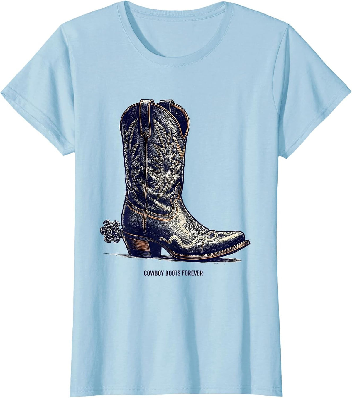 Cowboy Boots Forever Western Design T-Shirt - Baby Blue