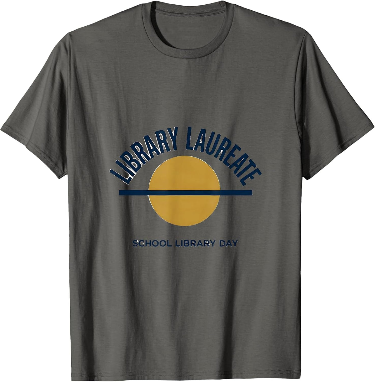 Library Laureate School Library Day Minimalist Librarian T-Shirt - Asphalt Grey