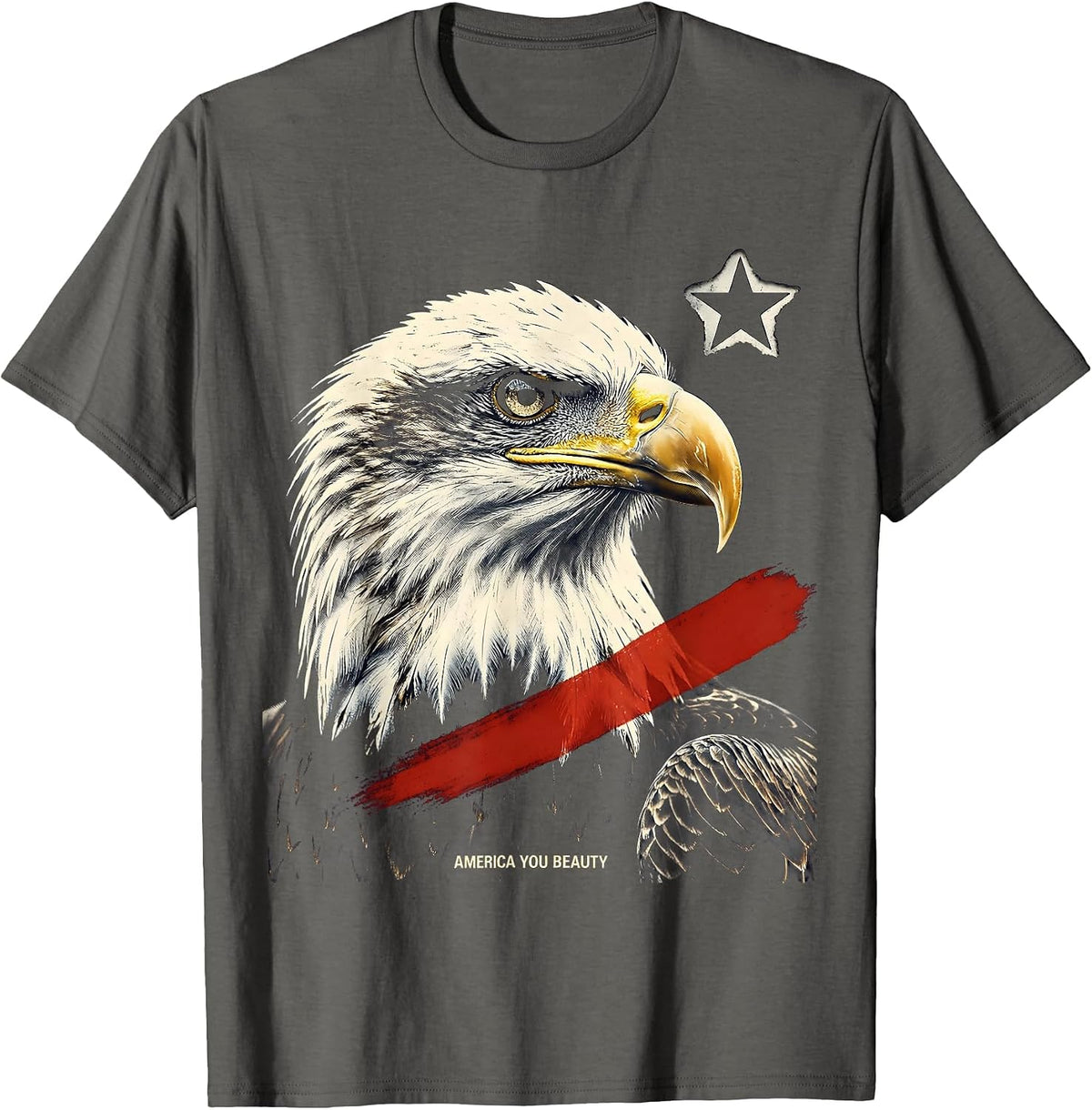 America You Beauty Patriotic Graphic Design T-Shirt - Asphalt Grey