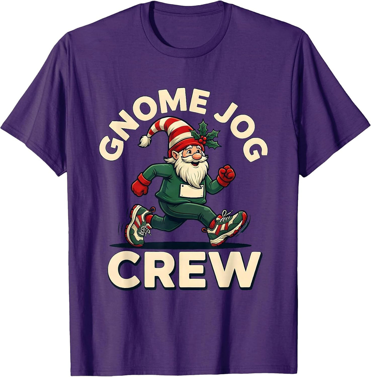 Men's Gnome Jog Crew Funny Christmas Run Runner 5k Squad Gift T-Shirt - Purple