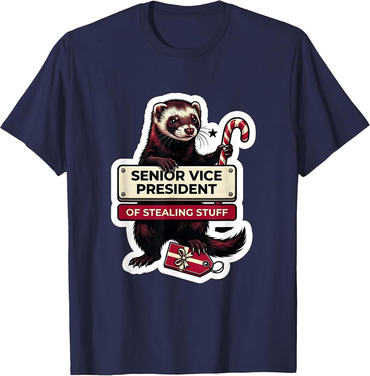 Senior Vice President Of Stealing Stuff Ferret Lover T-Shirt - Navy Blue