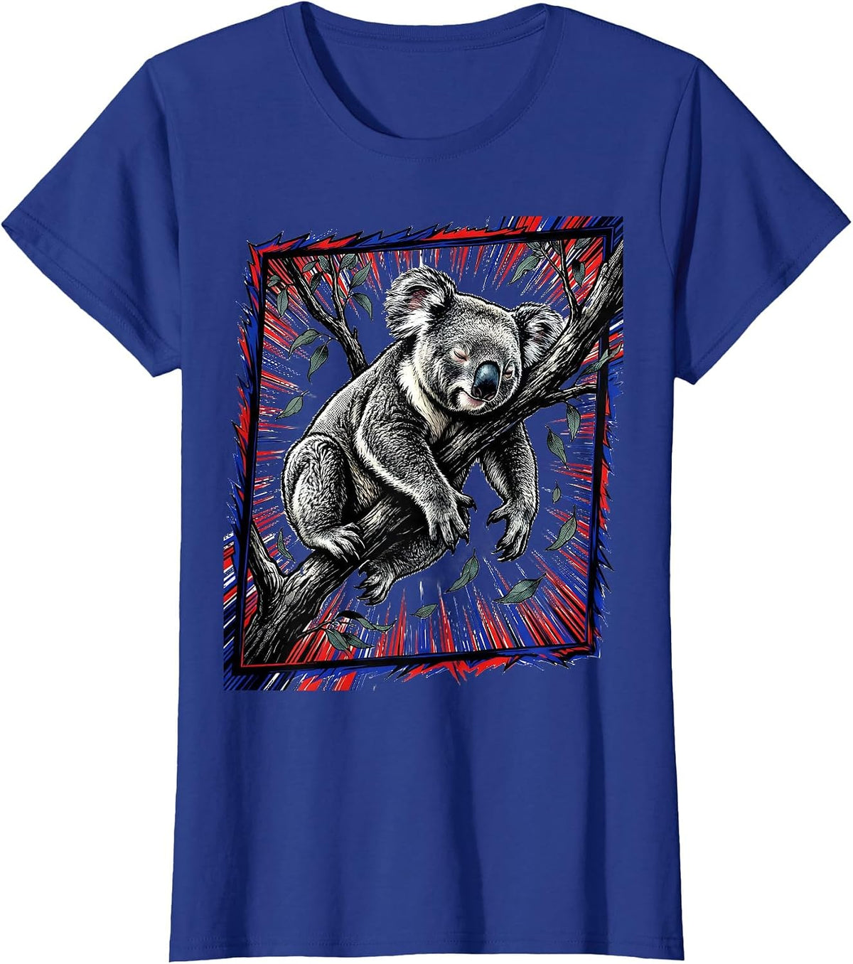 Women's Sleeping Koala Comic Book Animal Lover Gift T-Shirt - Royal Blue