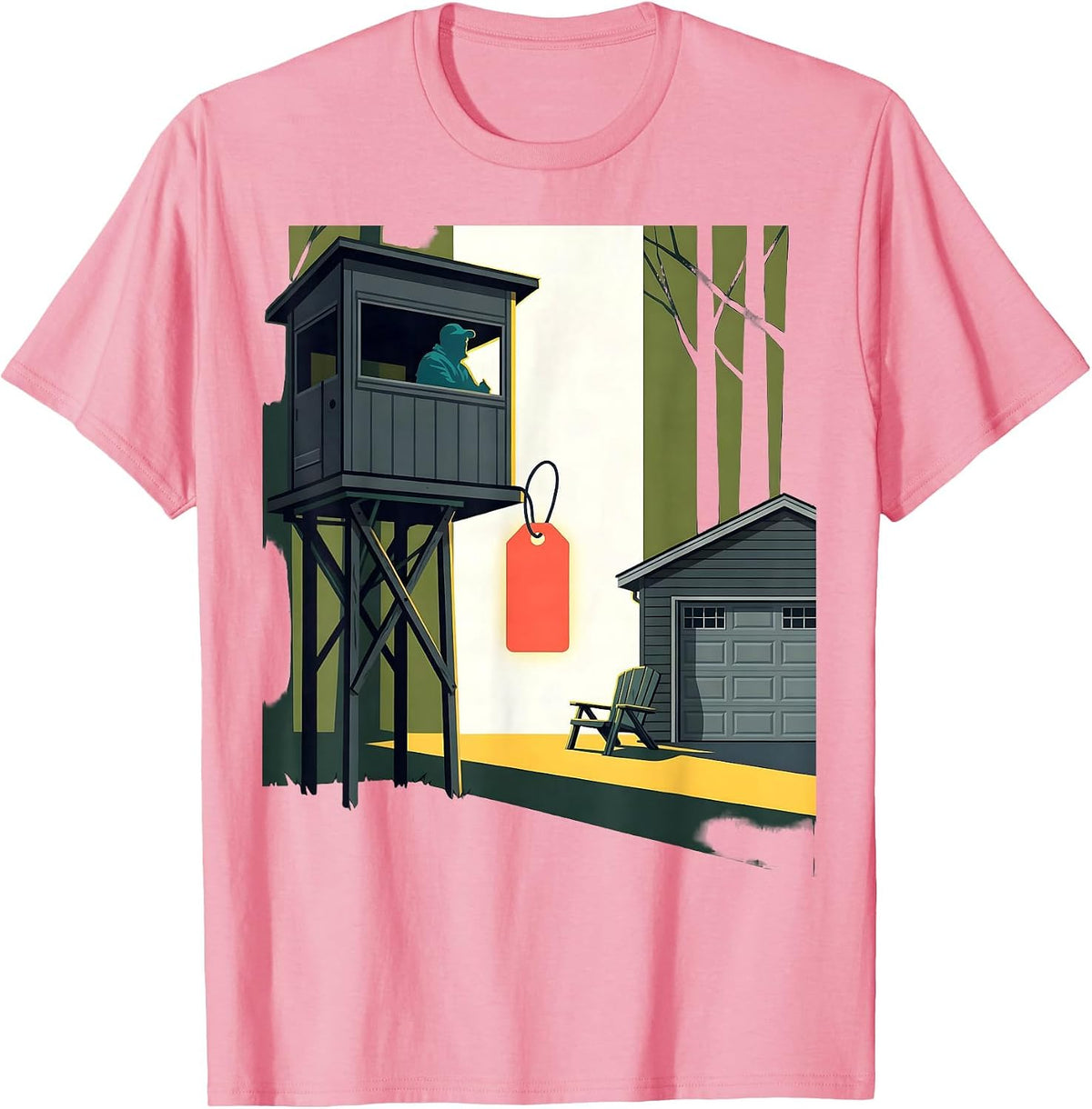Deer Blind Hunter Garage Funny Hunting Dad Humor T-Shirt - Pink