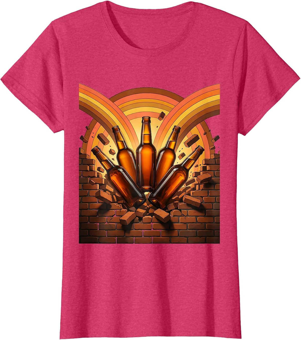 Women's Milwaukee Six Pack Bursting Through Brick Wall T-Shirt - Red Heather