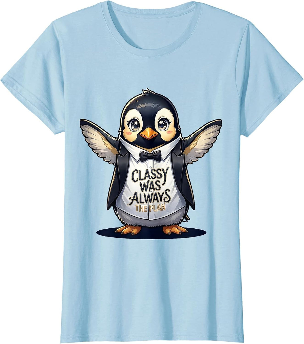 Classy Was Always the Plan Tuxedo Design T-Shirt - Baby Blue