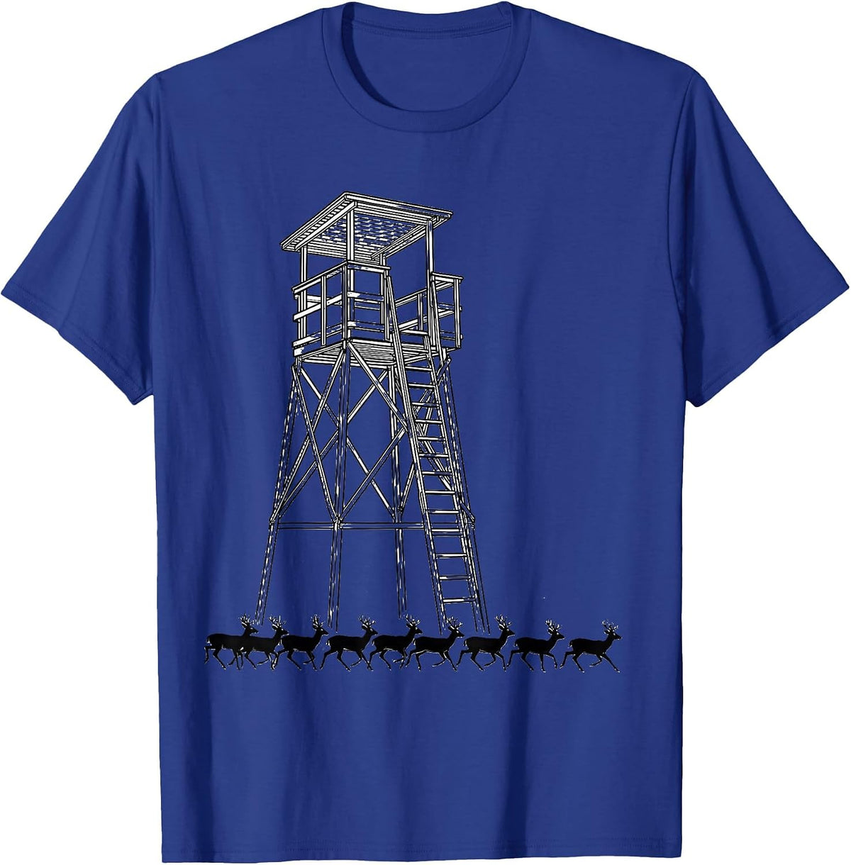 Hunting Stand Deer Buck Silhouette Funny Hunter T-Shirt - Royal Blue
