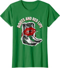 Women's Boots and Red Lips Nashville Women Design T-Shirt - Kelly Green