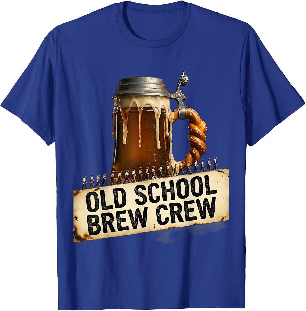 Old School Brew Crew Vintage Beer Design T-Shirt - Royal Blue