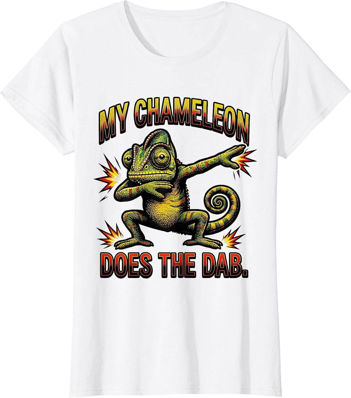 My Chameleon Does The Dab Funny Comic Book Novelty Youth T-Shirt - White