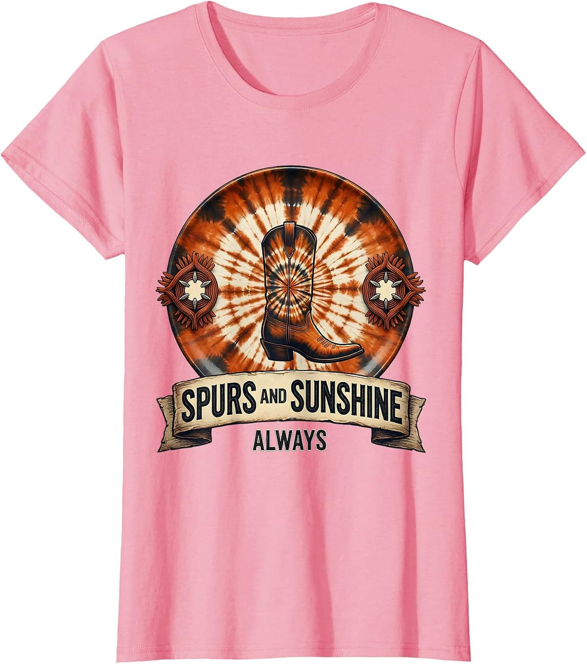 Women's Spurs and Sunshine Always Western Design T-Shirt - Pink
