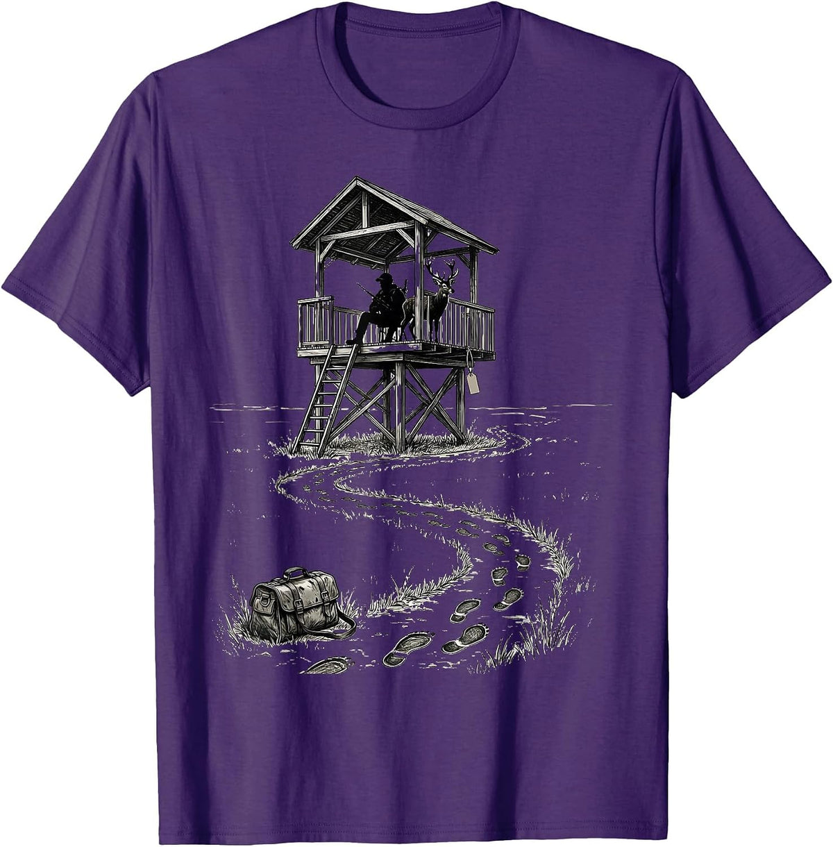 Men's Deer Stand Hunter Humor Hunting Dad Gift T-Shirt - Purple