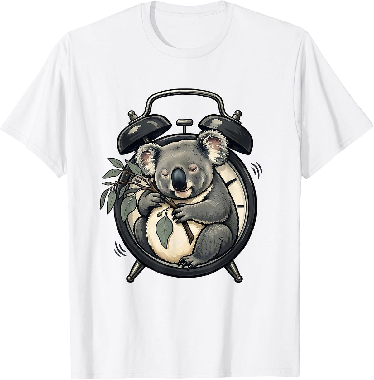 Men's Sleepy Koala Alarm Clock Cute Animal Lover Humor T-Shirt - White